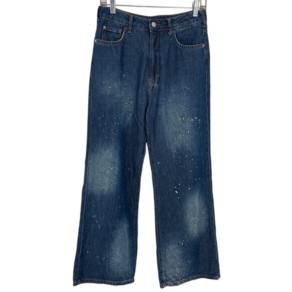 ANTHROPOLOGIE Pilcro The Annie Wide Leg Ultra High Rise Paint Splatter Jeans 27 - Picture 2 of 12